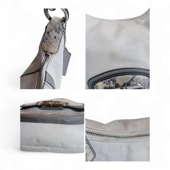 Coach Y2K Kristin Tote Bag: Ivory Leather & Gray Croc Embossed Hobo Bag - Picture 10 of 10